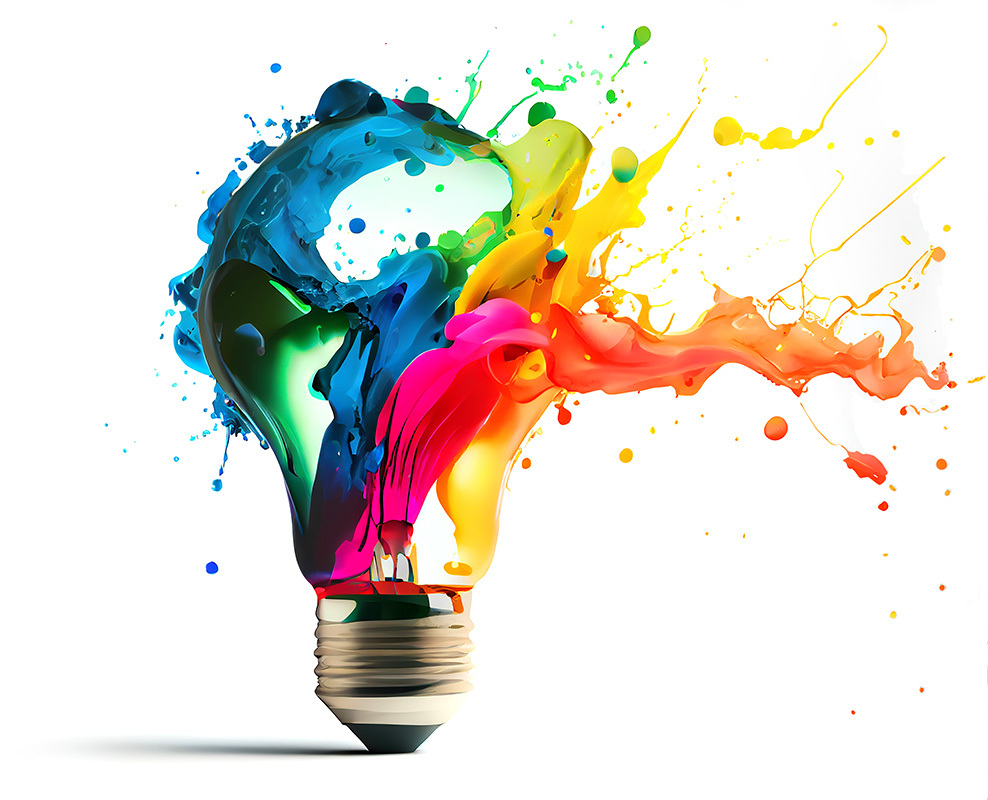 Ampoule éclaboussée de couleurs