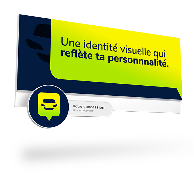 Écran présentant l’identité visuelle d’une concession