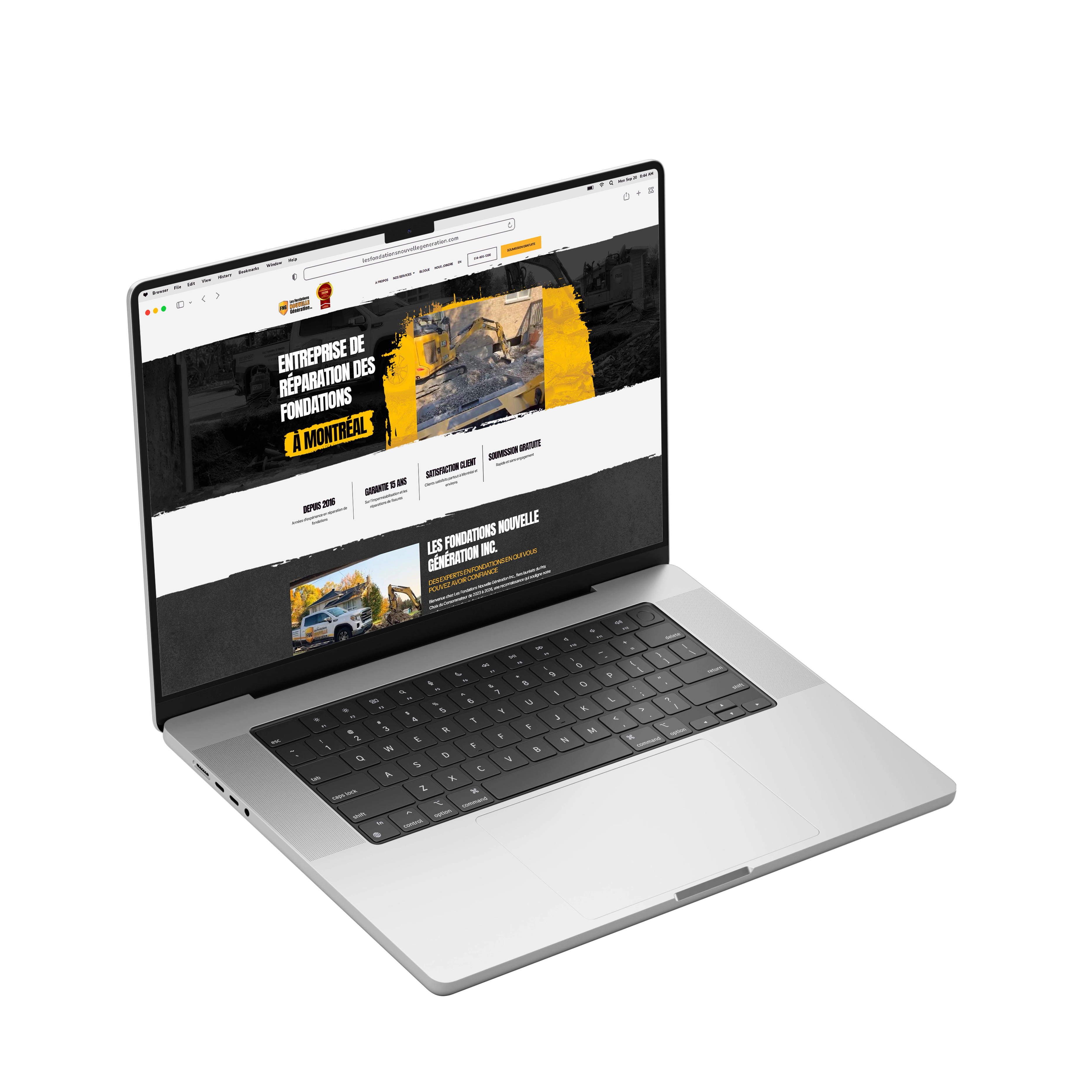 Un ordinateur portable affiche le site d’un client conçu par Nerd Marketing