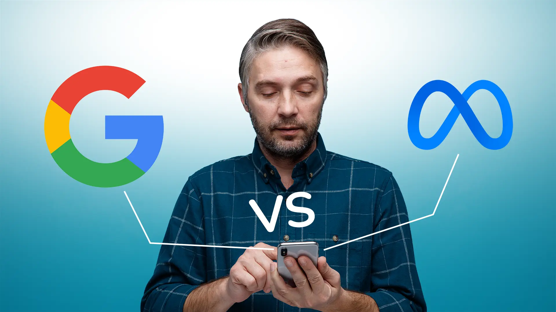 un homme hésite entre Google Ads vs Meta Ads pour son placement publicitaire